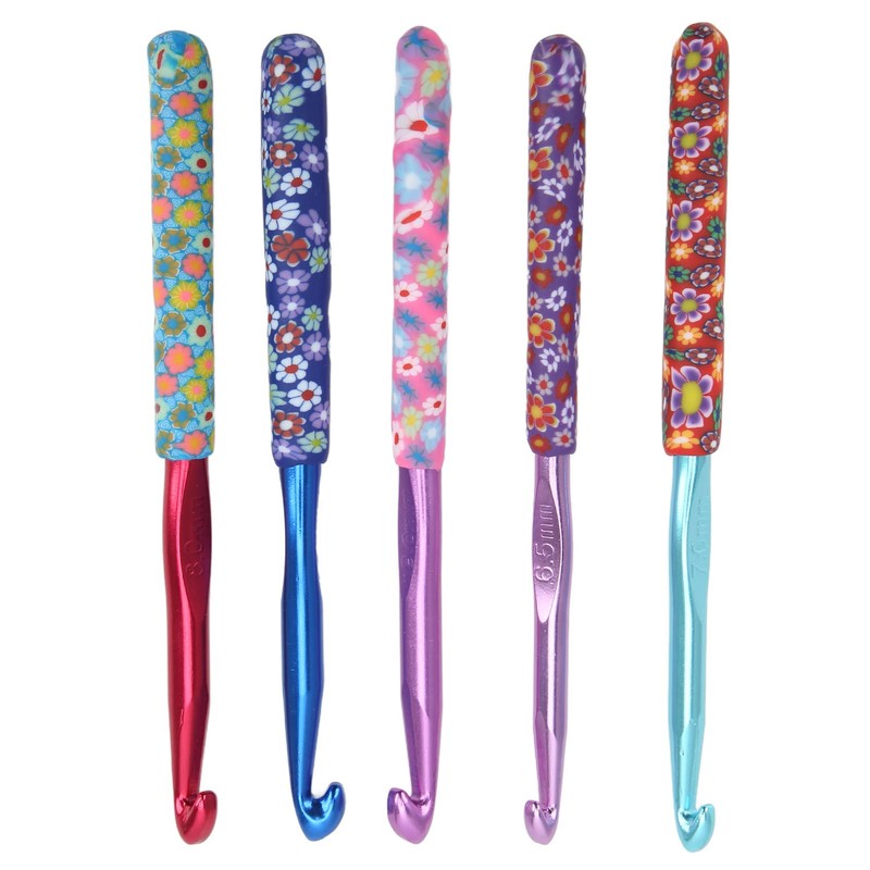 QANYEGN 5Pcs Crochet Hooks, Soft Handle Crochet Needle Set, Soft