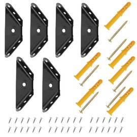 20 pieces three-sided fixed corner code metal corner clamp with screws plastic plugs corner brace support bracket mounting element black