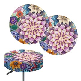 Sellikakes - Fundas elásticas para taburetes de bar estilo bohemio, diseño bohemio y floral, funda de cojín para silla a prueba de polvo, fundas para taburetes de bar y decoración del hogar
