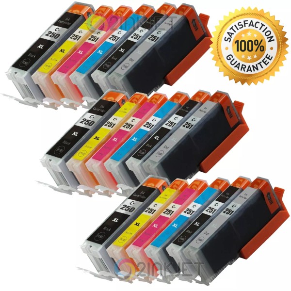 Unbranded/Generic 18 Pk PGI-250XL CLI-251XL Gray +Chip Ink Cartridge For