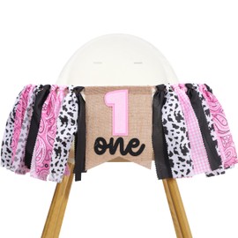 Cowgirl 1st Birthday High Chair Banner - Cowgirl Firsr/One Fabric Birthday Decorations,First Rodeo One Birthday Banner,Western Birthday Decor, How The West Was One