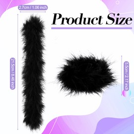 Jutom 2 Pcs Women Feather Wrist Cuffs Furry Slap Bracelets Snap Feather Cuffs Slap Wristbands Fluffy Bangle for Gifts Accessory (Black)