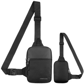 Hejo Sling Bag, Crossbody Bag for Men and Women, Waterproof Chest Bag, Man Bags with Zipper, Shoulder Backpack for Camping, Travel, Outdoor Sports (Black L)