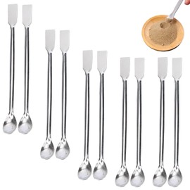 Pack of 10 Laboratory Spatulas, Stainless Steel Laboratory Spatulas, Laboratory Sample Spoons, Stainless Steel Reusable Laboratory Sampling Spoon, Mini Micro Spoon for Laboratories, Clinics,