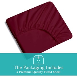 TBM 1 PC Fitted Sheet 600 Thread Count 100% Egyptian Twin Burgundy 1pc, 100% Long Staple Cotton Fitted Sheets, Bed Fitted Sheet fit Upto 12 inch Deep Pockets