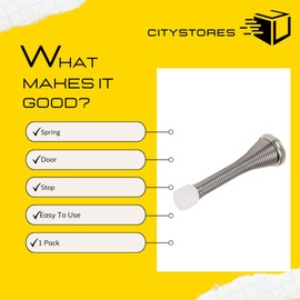 Citystores® Silver Door Stopper | Heavy Duty Spring Spiral Floor Stop for Easy Wall Use | Rubber Base