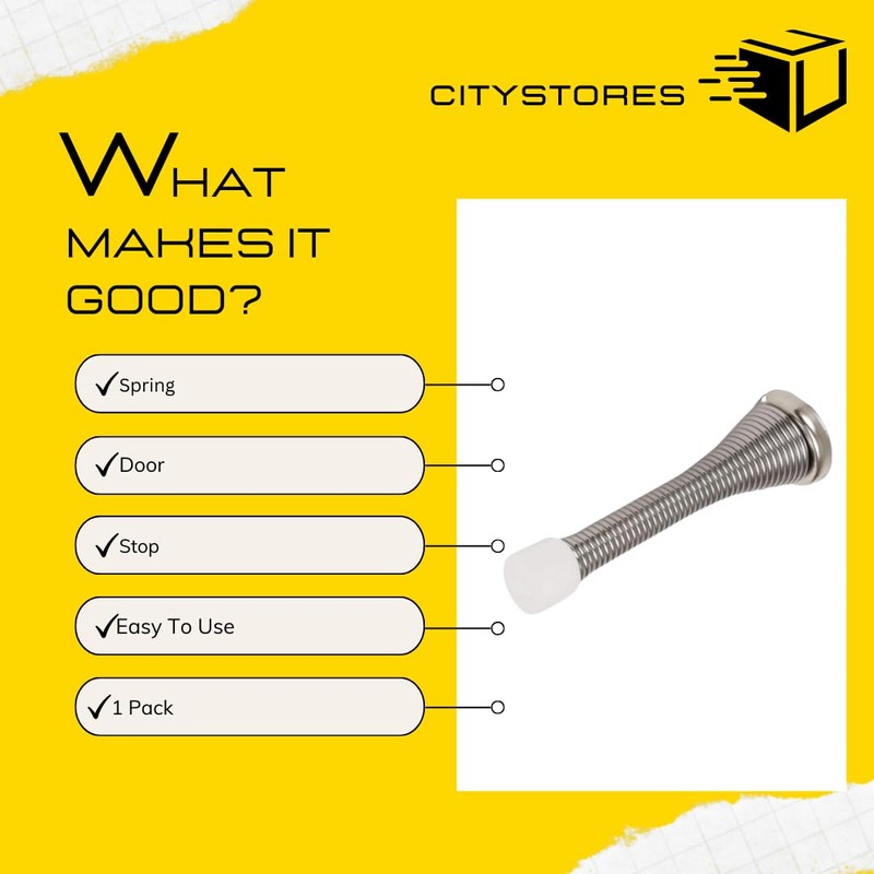 Citystores® Silver Door Stopper | Heavy Duty Spring Spiral Floor
