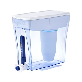 ZeroWater Dispensador de filtro de agua de 5 etapas, certificado NSF para reducir el plomo, otros metales pesados y PFOA/PFOS, blanco y azul