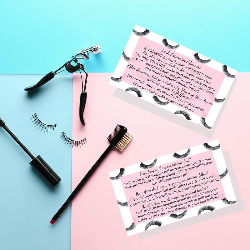 Lash Extension Aftercare Cards | 50 Pack | Eyelash Extension