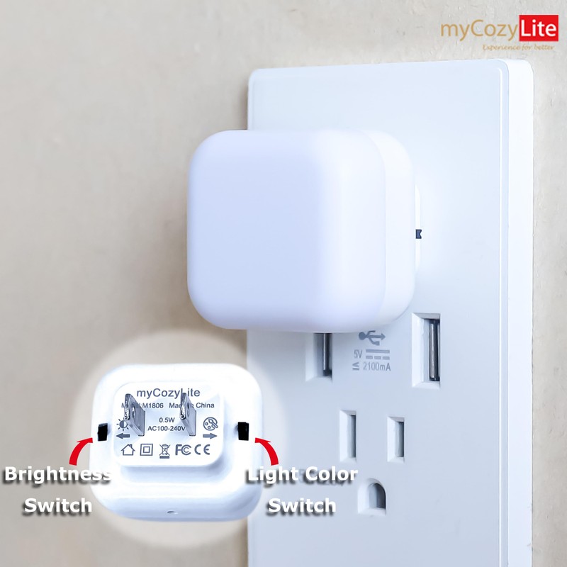 myCozyLite Dual Light Night Light Plug in, Red and Blue