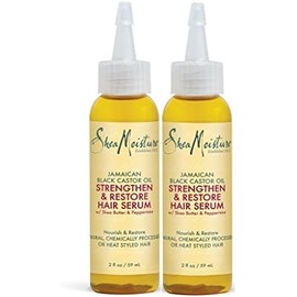 Shea Moisture Jamaican Black Castor Oil Strengthen & Restore Hair Serum, 2 Oz, Pack of 2