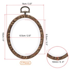 PATIKIL 4x3.5inch Embroidery Hoops, 5Pieces Imitated Wood Oval Frame Cross Stitch Hoop Ring for Embroidery Art Craft Sewing Ornaments Hanging Decoration