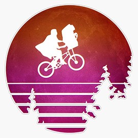 Synthwave E.T. Bumper Sticker Window Vinyl Decal 5"