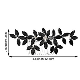 Black Wedding Crystal Hair Comb Elegant Bridal Wedding Hair Piece Teardrop Crystal Rhinestone Hair Accessories for Women Prom Party Photography