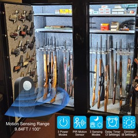 NIVOTA Motion Sensor Gun Safe Light with Self-Adhesive Tape with Hooks for Gun Safe with Carpet Interior (Cold White 6000K (3.28FT Light Strip), Power Adapter (3.28FT Cable))