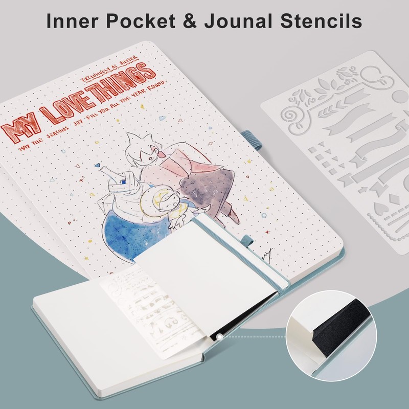 EMSHOI Dotted Notebook A5-100 GSM Hardcover Leather Dotted Journal with