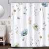 Bonhause Watercolor Floral Shower Curtain, Modern Minimalist Blue Beige Flower
