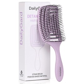 Detangling Brush, Dry and Wet Vented Detangler Hair Brush for Women and Men, Professional Paddle Curved Styling Hairbrush for Wet/Dry/Curly/Thick/Long/Damaged Hair, Purple