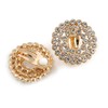 Clear Crystal Wreath Clip On Earrings In Gold Tone -