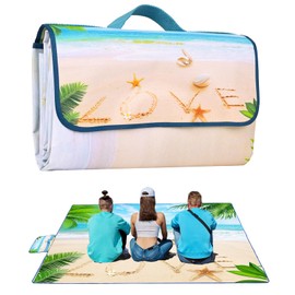 Picnic Blanket, Foldable Waterproof Sand Mat, 59" x 79" Extra Large Picnic Blanket,Outdoor Mat Beach Blanket for Camping Hiking Travel Family Concerts
