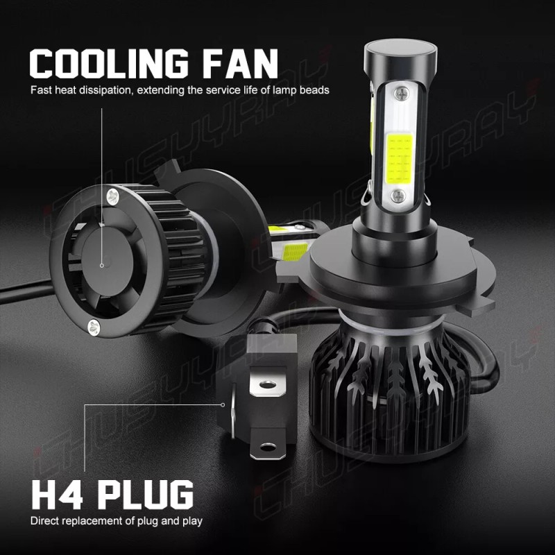 CHUSYYRAY H4 9003 LED Headlights High Low Beam Bulb 90W