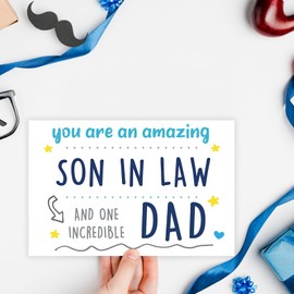 Missonemi Funny Fathers Day Card for Son-In-Law, Happy Father's Day Gifts for Son-In-Law, You Are an Amazing Son In Law and One Incredible Dad