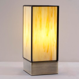 Tiffany Lamp Touch Control Small Table Lamp Beige Yellow Stained Glass Desk Lamp 4x4x10 Inches Reading Light