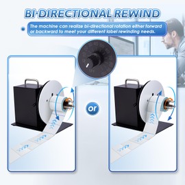 Frifreego Automatic Label Rewinder Speed-Adjustable Label Rewinding Machine, Synchronized with Printer, Adjustable Core Holder 1"- 3", Label Width 120mm/4.72 inch,Roll Diameter 185mm/7.28"