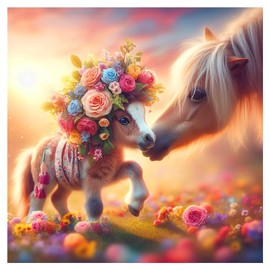 FHBUBPUP 5D Diamond Painting Kits for Adults, Horse Diamond Art Kits for Beginners- 5D Full Drill Round Flower Diamond Dot Gem Art, Craft Gift Suitable for Home Wall Decoration 12×12Inch