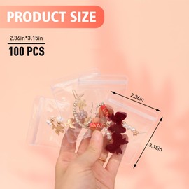 100 Zippered Plastic Jewelry Bags,Small(2.36"x3.15"),Thicker PVC Anti-Tarnish Jewelry Bags Clear Plastic for Gold,Silver,Collectibles,Jewelry Packaging for Business,Travel,Organizing