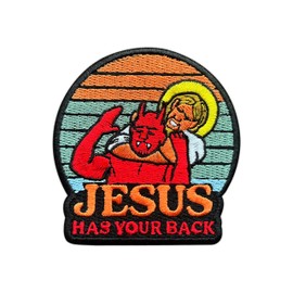 MEIYSTICK Jesus Has Your Back Embroidery Patch for Clothes Backpacks Hats Jeans Bags, Faith Religious Size 3" Iron Patch or Sew On Patches, Applique Embroidery Patches, Christian Gift for Jesus Lovers