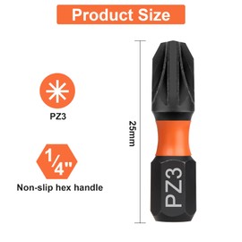 BAIDETS Pro PZ3 Bit Assortment - Screwdriver Bits Set 20Pcs, 25mm Length, Pozi Screwdriver Bit, 1/4 Inch Hex Shank, with Storage Box