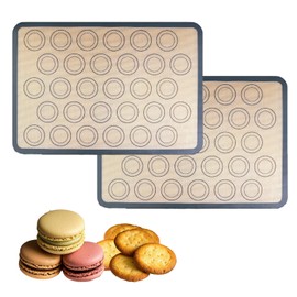 2 Stück Macaron-Backmatte 42 X 29,5 CM Antihaft-Silikon-Backmatte Rutschfeste Backmatte Wiederverwendbares Backset Back-Kochmatte Backzubehör Geeignet Für Macarons Kuchen Brot Kekse