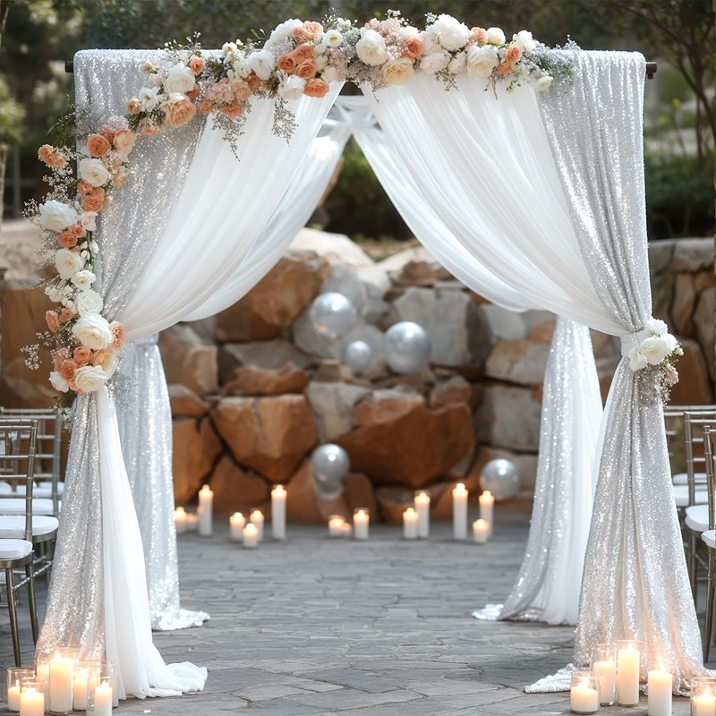 Wedding Arch Draping Fabric, 1 Panel 28" x19ft White Wedding