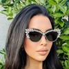 LJCZKA Cat Eye Rhinestones Sunglasses Womens, Retro Diamond Sunglasses Crystal