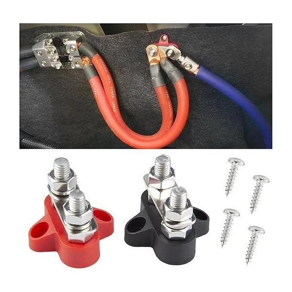 BELOMI 2PCS Battery Junction Block, 5/16" Insulated Power and Ground