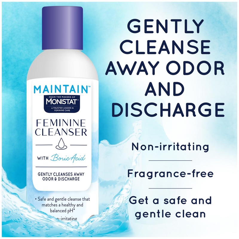 Monistat Boric Acid Feminine Cleanser, Fragrance Free Feminine Wash, 10