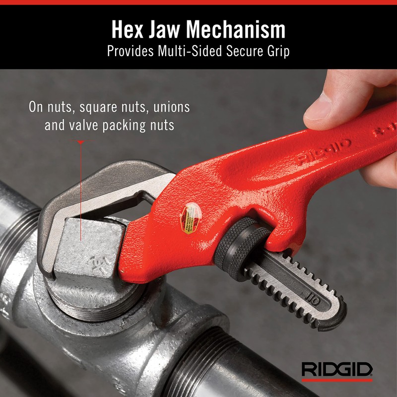 RIDGID 31305 Model E-110 9.5" Offset Hex Jaw Pipe Wrench,