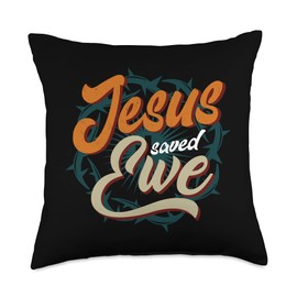 Ewe Saved from Jesus Chocolate Easter Day Church Jesus Saved Ewe Easter Sunday Resurrection Church Day Egg Throw Pillow, 18x18, Multicolor