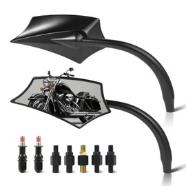 Motorcycle Mirrors for Handlebars - Universal M8 M10 Rear View Mirrors for Harley Sportster Road King V-Rod Street Glide Electra Glide Dyna Softail Honda Kawasaki etc. Accessories Black