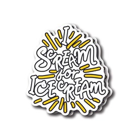 Scream for Icecream Sticker - Cute Fun Bold Ice Cream Sticker - Premium Quality Vinyl Bumper Stickers 2-Pack | 5-Inch on Widest Side | Made in USA - FHJ824