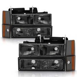 ACANII - For Smoked 1988-1993 Chevy Suburban Silverado Sierra Headlights Corner Bumper Lights Driver + Passenger Side