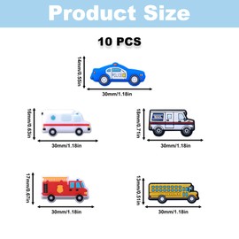 10PCS Car Themed Focal Silicone Beads, Cute Vehicle Silicone Focal Beads for Keychain Making, Creative Loose Beads Bulk for Beaded Pens DIY Handmade Crafts Necklace Bracelet Lanyard Making
