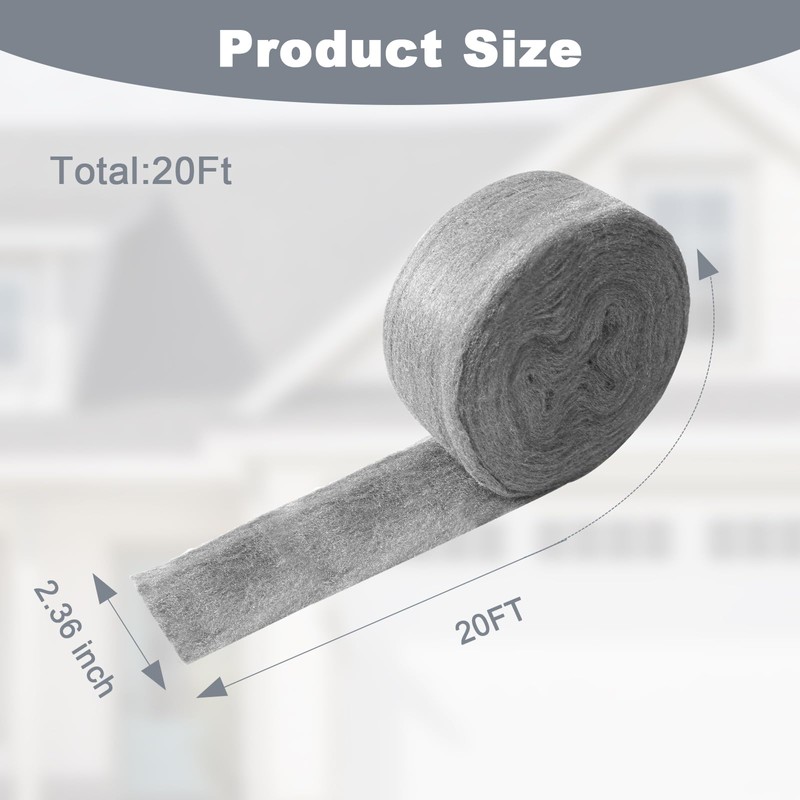 Storystore Stainless Steel Wool, 20FT Steel Wool Fill Fabric Roll,