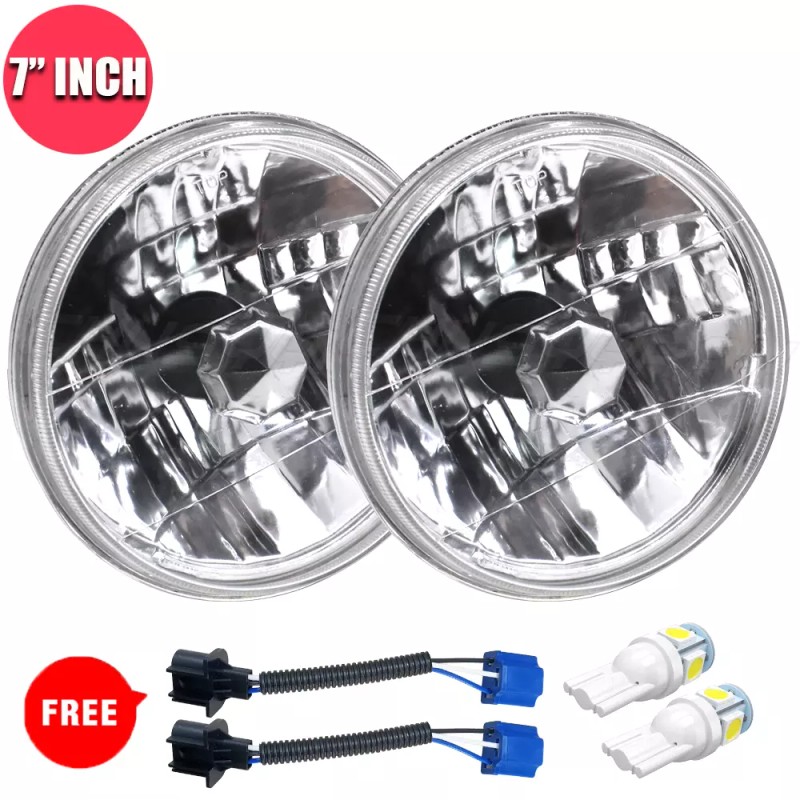 CHUSYYRAY Pair 7 inch Round LED Headlights HILo Beam For
