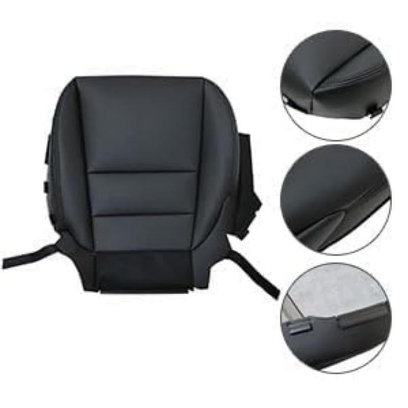 Mythoria Front Driver Side Bottom Leather Seat Cover Black Replacement