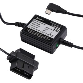 Cobra 2.5A DIY Hardwire Kit - OBDII to USB-C/Micro-USB with 15ft Cable, Compatible with SC 400D, SC 250R and Other Dash Cam Models