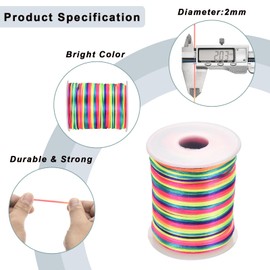 Rebower Nylon Satin Cord 2mm, 109 Yard Nylon String for Bracelet Braided Thread [for Jewelry Making Necklace Chinese Knot Craft] - Multicolor