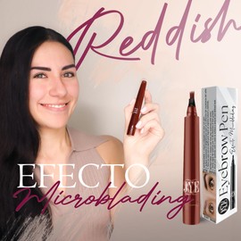 Lapiz para Cejas Efecto Microblading, Dibujo pelo a pelo, Impermeable, Larga duración, Maquillaje para cejas. Color ROJIZO