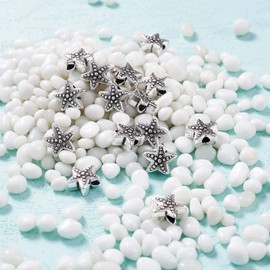 Fashewelry 50Pcs Antique Silver Starfish Beads Ocean Animal Spacer Tibetan Metal Sea Life Charm Beads 10x11mm for Jewelry Making Supplies Crafts DIY